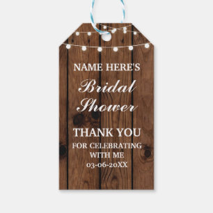 Étiquettes-cadeau Merci Tag Rustic Elegant Fête des mariées en bois
