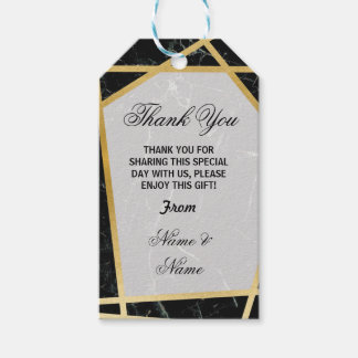 Étiquettes-cadeau Merci Tags Marbre noir Favoriser Mariage or