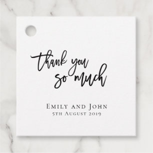 Étiquettes Cadeau Merci tant/vos noms et mariage de messages