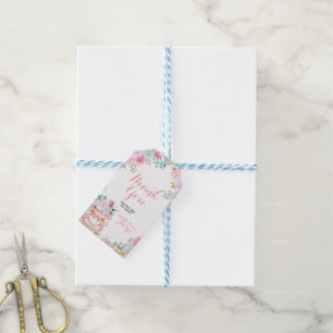 Étiquettes-cadeau Merci Tea Party Pastel Fleurs Baby shower