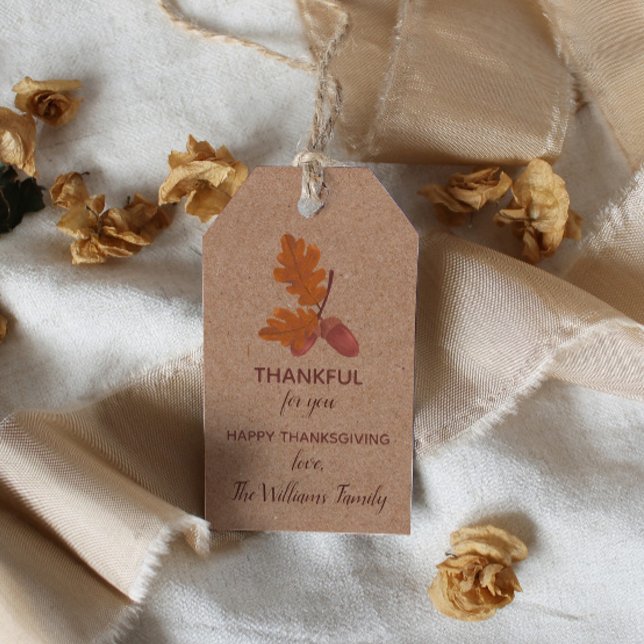 Étiquettes-cadeau Merci Thanksgiving Acorn Personnalisé (Créateur téléchargé)