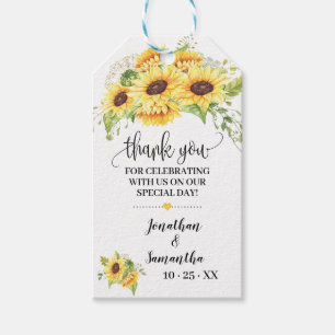 Étiquettes-cadeau Merci tournesol maillot de douche nuptiale