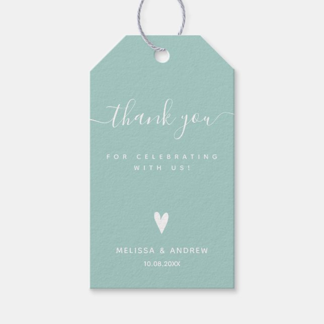 Étiquettes-cadeau Merci - Turquoise mariage vert Faveur (Devant)