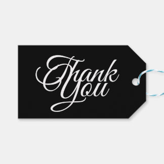 Étiquettes-cadeau Merci Typographie Noir Blanc
