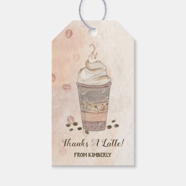 Étiquettes-cadeau Merci un café Latte (Devant)