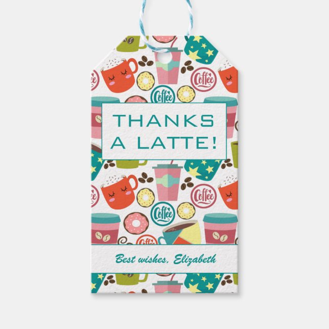 Étiquettes-cadeau Merci Un Merci De Café Latte (Devant)
