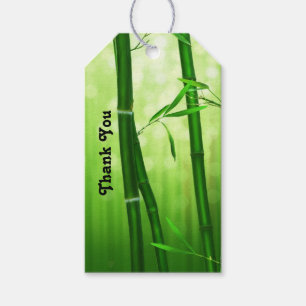 Étiquettes-cadeau Merci vert en bambou