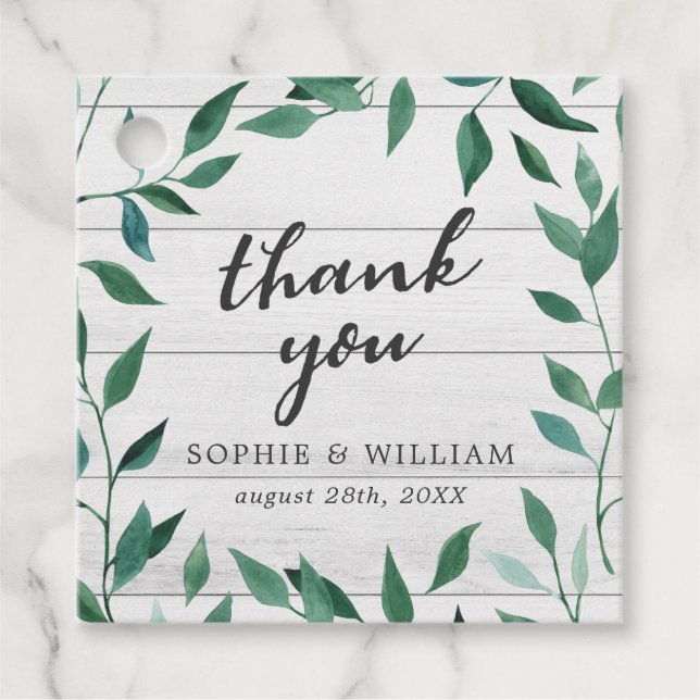 Étiquettes Cadeau Merci vert rustique (Devant)