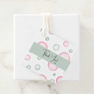 Étiquettes Cadeau Merci   Vivante bulles rose et vert