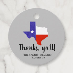 Étiquettes Cadeau Merci, Ya'll Texas Drapeau Austin Dallas Favoriser