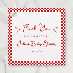Étiquettes Cadeau Merci You Italian Red Baby ou Bridal Shower 