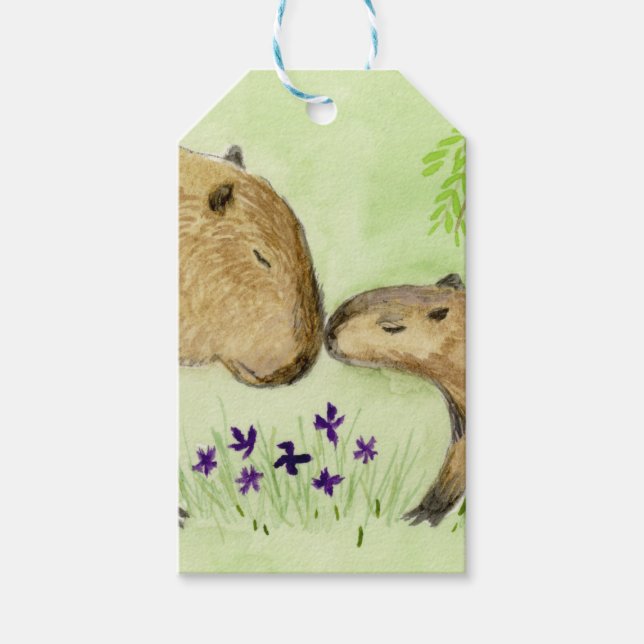 Étiquettes-cadeau Mère et bébé Capybara (Devant)