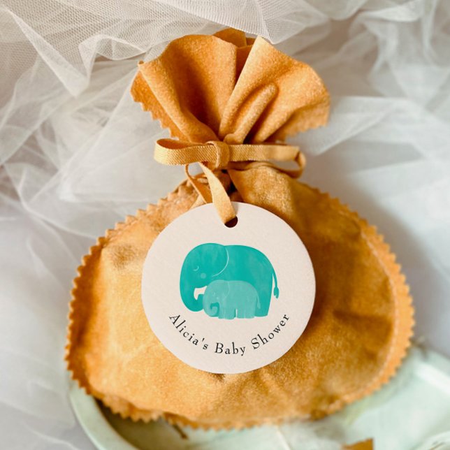 Étiquettes Cadeau Mère et veau Eléphant Baby shower Cadeau (Créateur téléchargé)