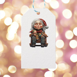 Étiquettes-cadeau Mère Noël II Balises cadeau blanc