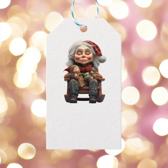 Étiquettes-cadeau Mère Noël II Balises cadeau blanc (Créateur téléchargé)