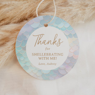Étiquettes Cadeau Mermaid Birthday Merci pour Shellebring