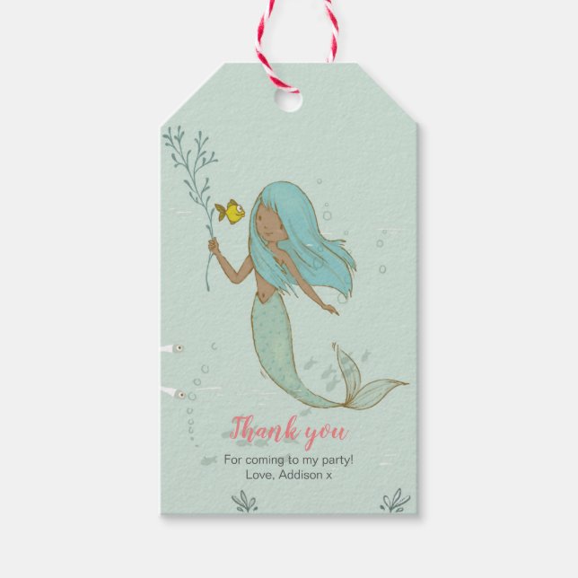 Étiquettes-cadeau Mermaid merci pour les balises de faveur (Devant)