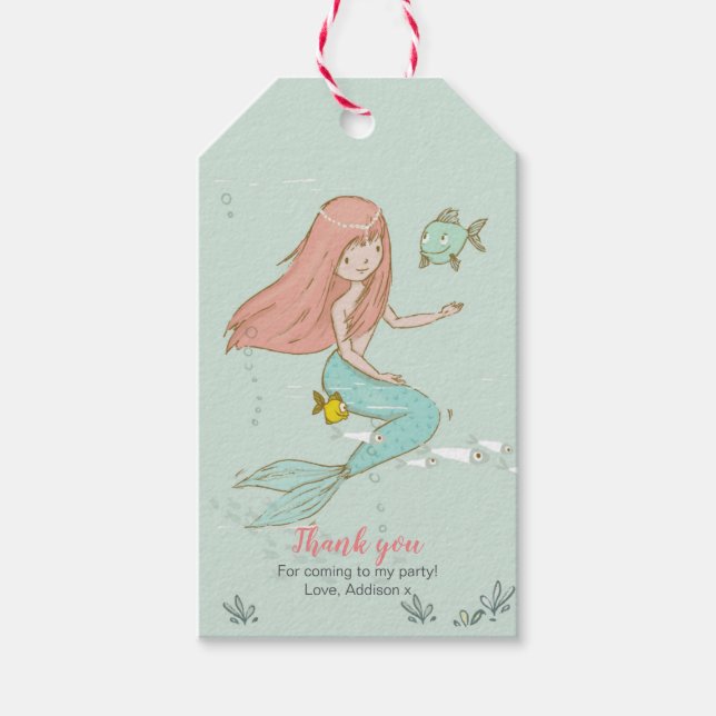Étiquettes-cadeau Mermaid merci pour les balises de faveur (Devant)