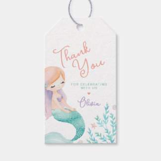 Étiquettes-cadeau Mermaid Purple et Turquoise Anniversaire