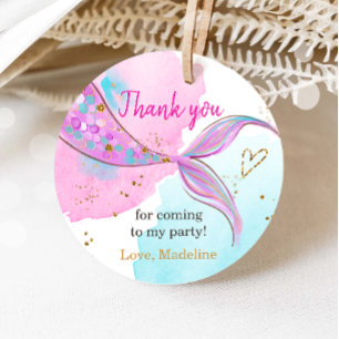 Étiquettes Cadeau Mermaid Splish Pool Party Fille Anniversaire