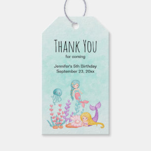 Étiquettes-cadeau Mermaids et méduses sous la mer Anniversaire