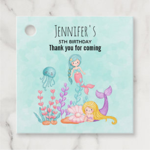 Étiquettes Cadeau Mermaids et méduses sous l'aquarelle marine