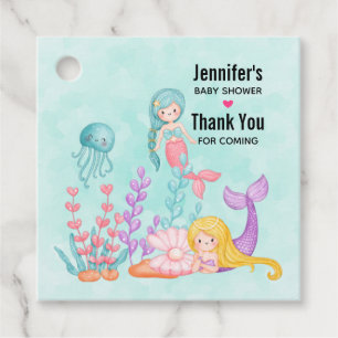 Étiquettes Cadeau Mermaids et méduses sous le Baby shower marin