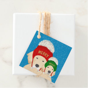 Étiquettes Cadeau Merry Bright Golden Dogs Christmas Cadeaux Tags