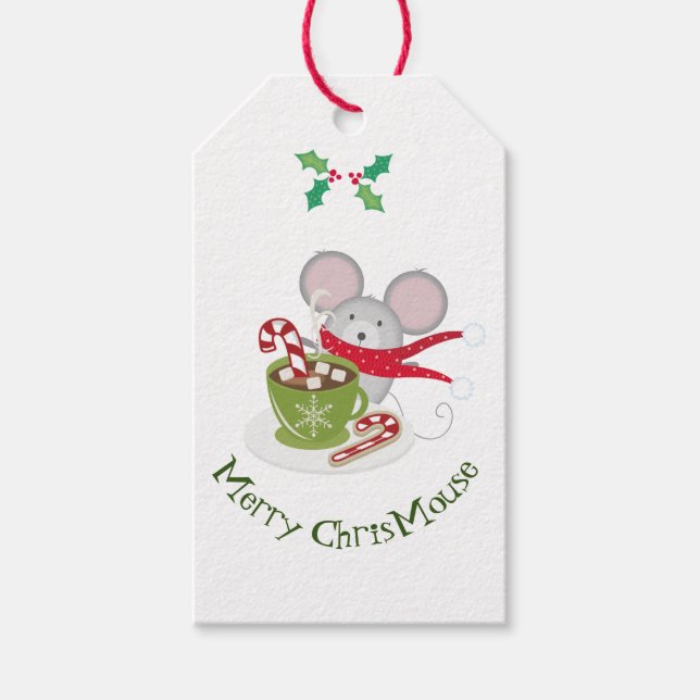 Étiquettes-cadeau Merry ChrisMouse, Holiday Mouse (Devant)
