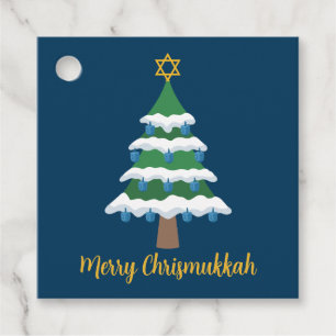 Étiquettes Cadeau Merry Chrismukkah Cute Hanoukka Tree Party
