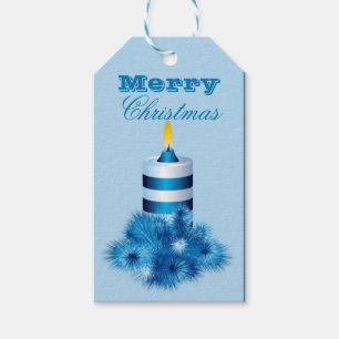 Étiquettes-cadeau Merry Christmas Blue Candle