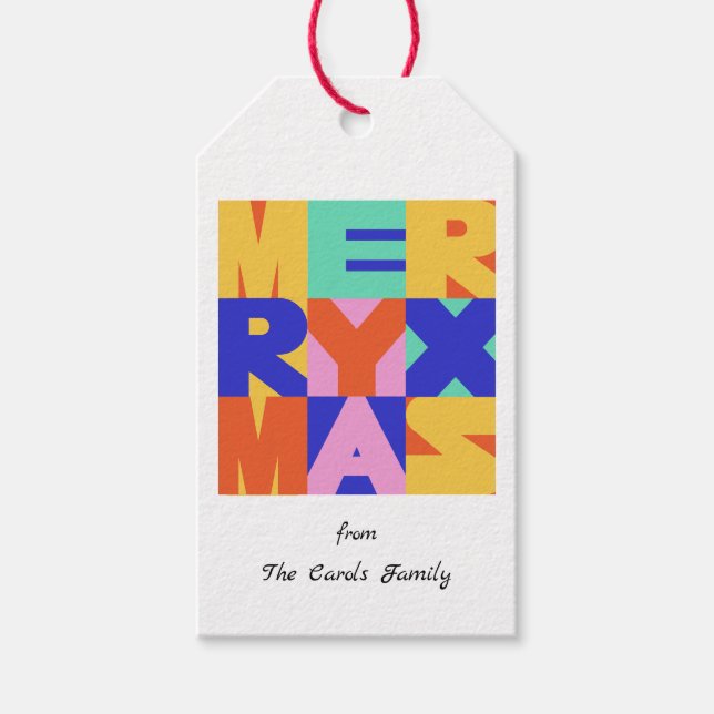 ÉTIQUETTES-CADEAU MERRY CHRISTMAS BOLD TYPOGRAPHIE (Devant)