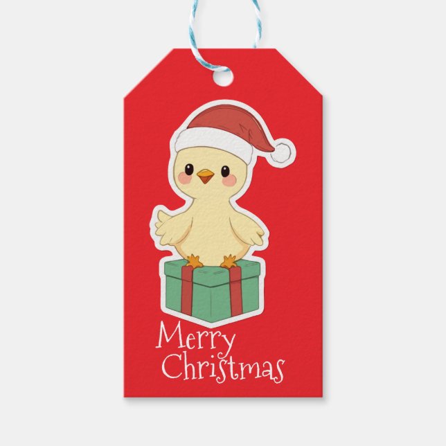 Étiquettes-cadeau Merry Christmas Chicken (Devant)