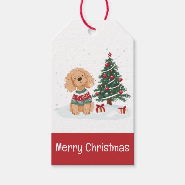 Étiquettes-cadeau Merry Christmas Goldendoodle Dog (Devant)