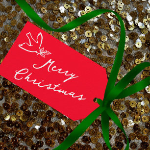 Étiquettes-cadeau MERRY CHRISTMAS Holiday Simple Dove PERSONNALISÉ