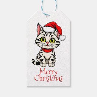 Étiquettes-cadeau Merry Christmas Kitty Cat