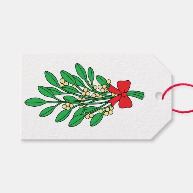 Étiquettes-cadeau Merry Christmas Mistletoe (Devant (Horizontal))