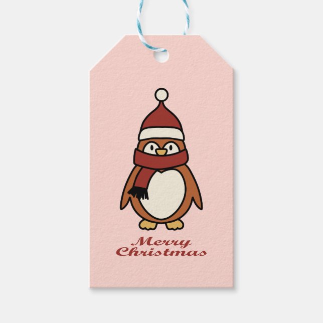 Étiquettes-cadeau merry christmas penguin  (Devant)