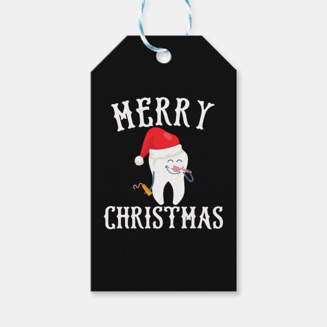 Étiquettes-cadeau Merry Christmas Tooth Doctor dential (Devant)