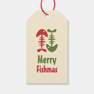 Étiquettes-cadeau Merry Fishmas Funny Mignonne Noël Pêche
