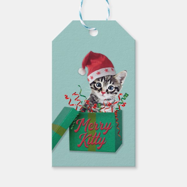 Étiquettes-cadeau Merry Kitty, Joyeux Noël (Devant)