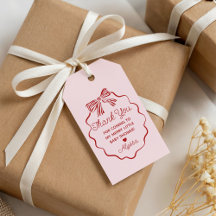 Merry Little Baby Shower Thank You Tags with Bow