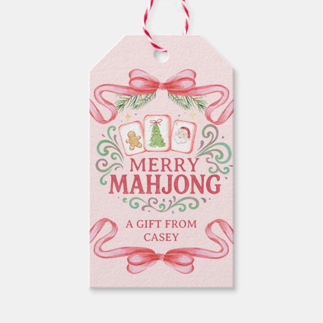 Étiquettes-cadeau Merry Mahjong | Christmas (Devant)
