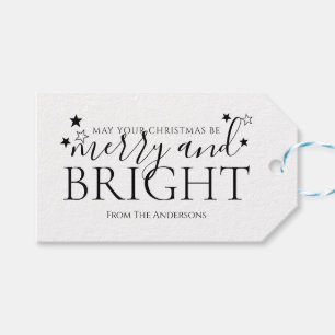 Étiquettes-cadeau Merry noir et blanc et brillant 2