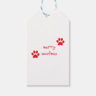 Étiquettes-cadeau Merry Woofmas Empreinte de patte Red Statement