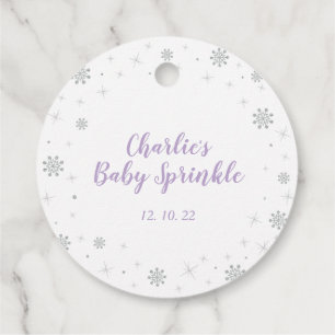 Étiquettes Cadeau Merveilleux Hiver Fille Bébé Argent Violet Sprinkl