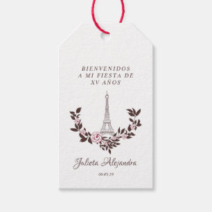 Étiquettes-cadeau Mes Quinze années Conception Florale Grille Eiffel