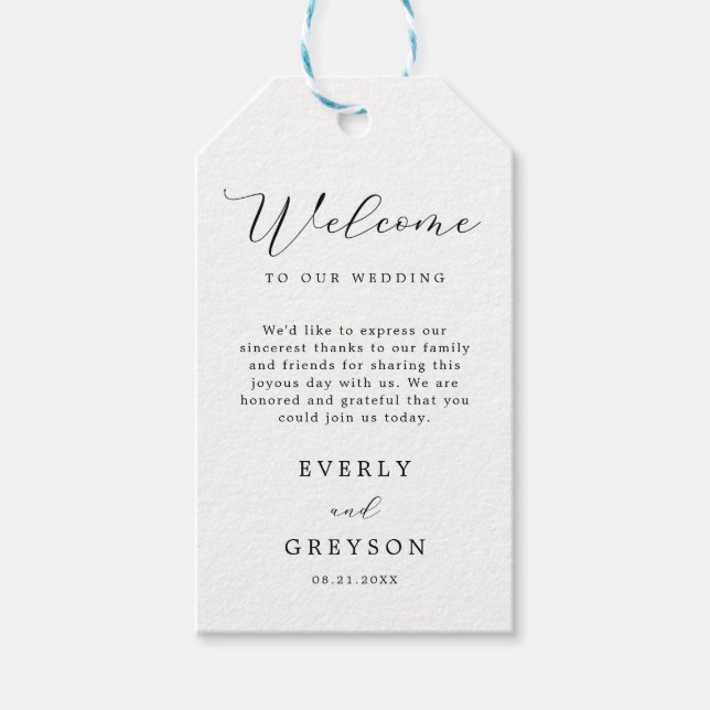 Étiquettes-cadeau Message de Merci minimaliste élégant (Devant)