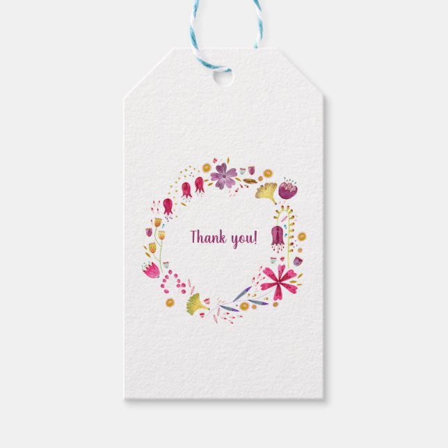 Étiquettes-cadeau Message personnalisé de la couronne d'aquarelle mo (Devant)