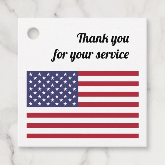 Étiquettes Cadeau Message personnalisé du drapeau américain (Devant)